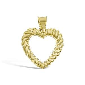 Heart Love Pendant Charm 10k Yellow Gold 1.3 inch